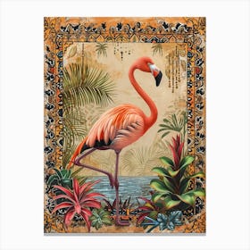 Greater Flamingo And Bromeliads Boho Print 2 Canvas Print