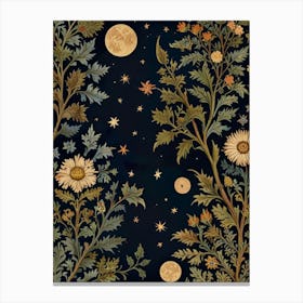 Moon In Forest Style William Morris 4 Canvas Print