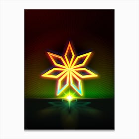 Neon Geometric Glyph in Watermelon Green and Red on Black n.0109 Canvas Print