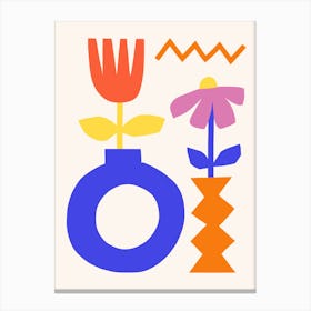 Colorful Flower Vase Print 1 Canvas Print