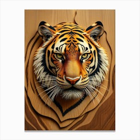 Tiger Head Wood Style Canvas Print