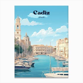 Cadiz Spain Port City Travel Art Illustration Toile