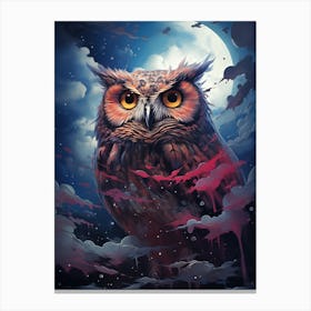 Owl In The Night Sky Canvas Print