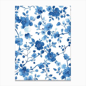 Blue Floral Pattern Canvas Print