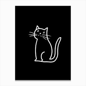 Monochrome Sketch Cat Line Drawing 6 Canvas Print