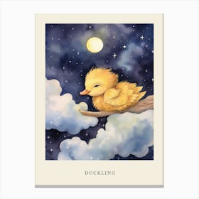 Baby Duckling 2 Sleeping In The Clouds Nursery Poster Canvas Print