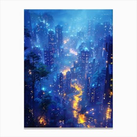 Cityscape At Night 3 Canvas Print