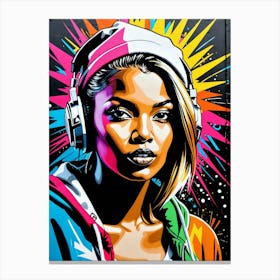 Graffiti Mural Of Beautiful Hip Hop Girl 78 Canvas Print