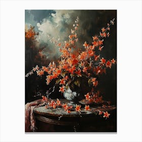 Baroque Floral Still Life Coral Bells 2 Canvas Print