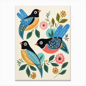 Folk Style Bird Painting Eastern Bluebird Canvas Print