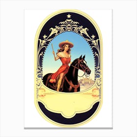 1950w Vintage Cowgirl Label 2 Canvas Print