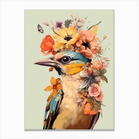 Bird With A Flower Crown Finch 4 Canvas Print