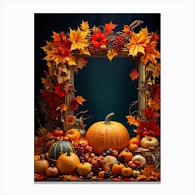 An Opulent Autumnal Frame Filled With Festive Thanksgiving Imagery Midst A Lavish Promotion Digital (2) Canvas Print