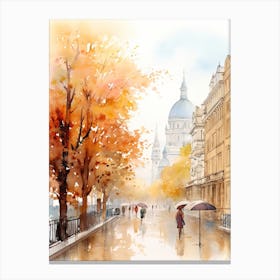 Vienna Austria In Autumn Fall, Watercolour 1 Canvas Print