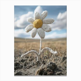 Daisies Knitted In Crochet 4 Canvas Print