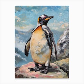 African Penguin Grytviken Oil Painting 1 Canvas Print