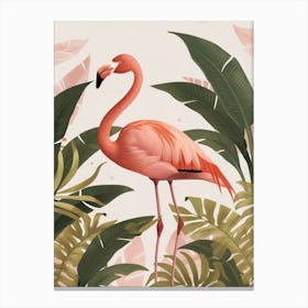 Chilean Flamingo Bird Of Paradise Minimalist Illustration 3 Canvas Print