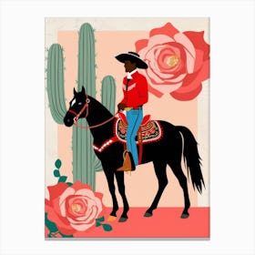 Cowboy On Horseback 7 Canvas Print