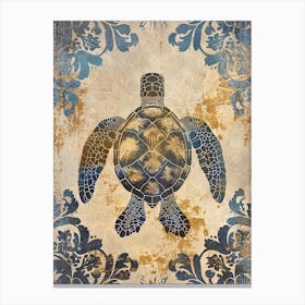 Floral Sea Turtle Wallpaper Style 2 Canvas Print