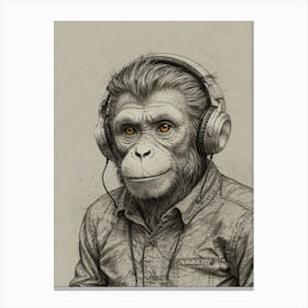 Monkey With Headphones 1 Canvas Print