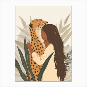 Cheetah And Woman 2 Canvas Print