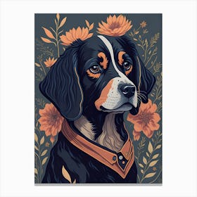 Floral Dog Portrait Boho Minimalism (22) Canvas Print