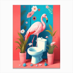 Flamingo Bathroom Canvas Print