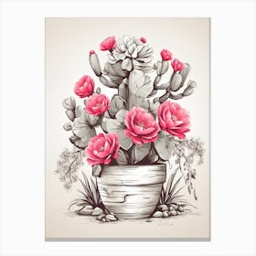 Cactus In A Pot Art Print Canvas Print