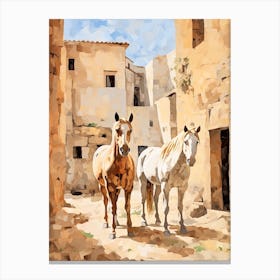 Horses Painting In Siena, Italy 2 Canvas Print