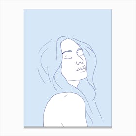 Woman In Reverie Light Blue Canvas Print