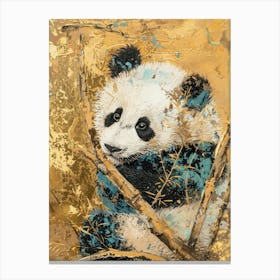 Panda Cub Gold Effect Collage 2 Canvas Print
