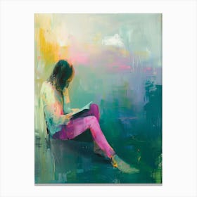 Girl Reading A Book Canvas Print