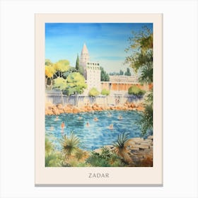 Swimming In Zadar Croatia 2 Watercolour Poster Canvas Print