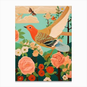 Maximalist Bird Painting European Robin 1 Canvas Print