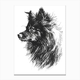Malmute Furry Dog Line Sketch 3 Canvas Print
