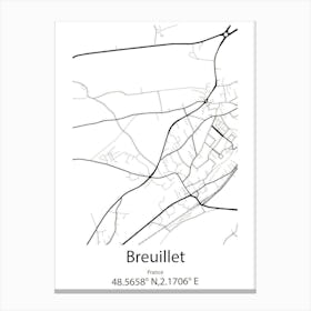 Breuillet,France Minimalist Map Canvas Print