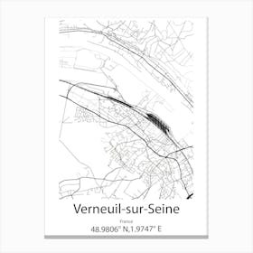 Verneuil Sur Seine,France Minimalist Map Leinwandbilder