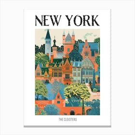 The Cloisters New York Colourful Silkscreen Illustration 1 Poster Canvas Print