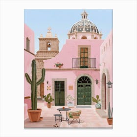 Pink Mexican Town Canvas Print