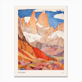 Fitz Roy Chile Argentina2 Colourful Mountain Illustration Poster Canvas Print