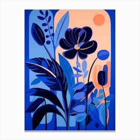 Blue Flower Illustration Bird Of Paradise Canvas Print