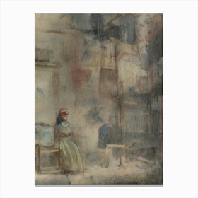 Woman Sitting On A Bench Canvas Print