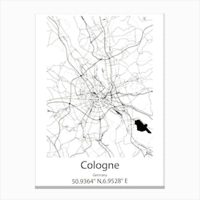 Cologne,Germany Minimalist Map Canvas Print