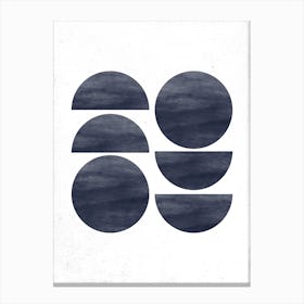 Half And Full Circle Navy Doubled Abstract Canvas Print