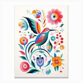 Scandinavian Bird Illustration Hummingbird 2 Canvas Print