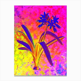 Pancratium Illyricum Botanical in Acid Neon Pink Green and Blue n.0146 Canvas Print