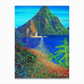 Nuku Hiva French Polynesia Pointillism Style Tropical Destination Canvas Print