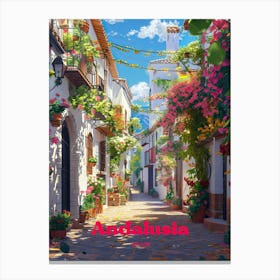 Andalusia Spain Countryside Digital Travel Illustration Canvas Print