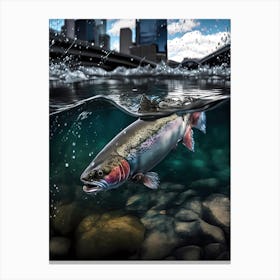 Calgary Alberta Bow River Trout - Rainbow Trout Canvas Print