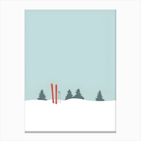 Skis In The Snow Canvas Print